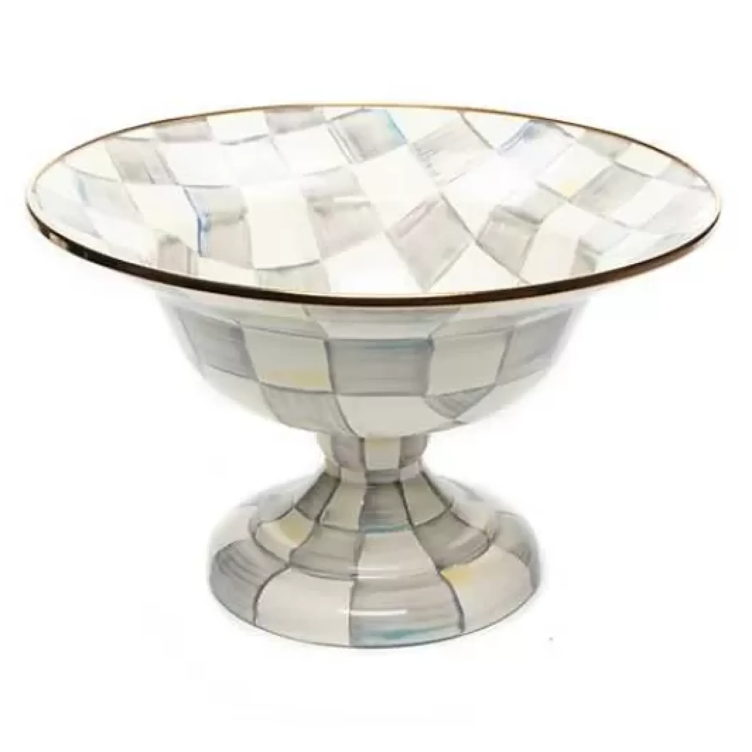 MacKenzie-Childs Sterling Check Large Compote< Serveware