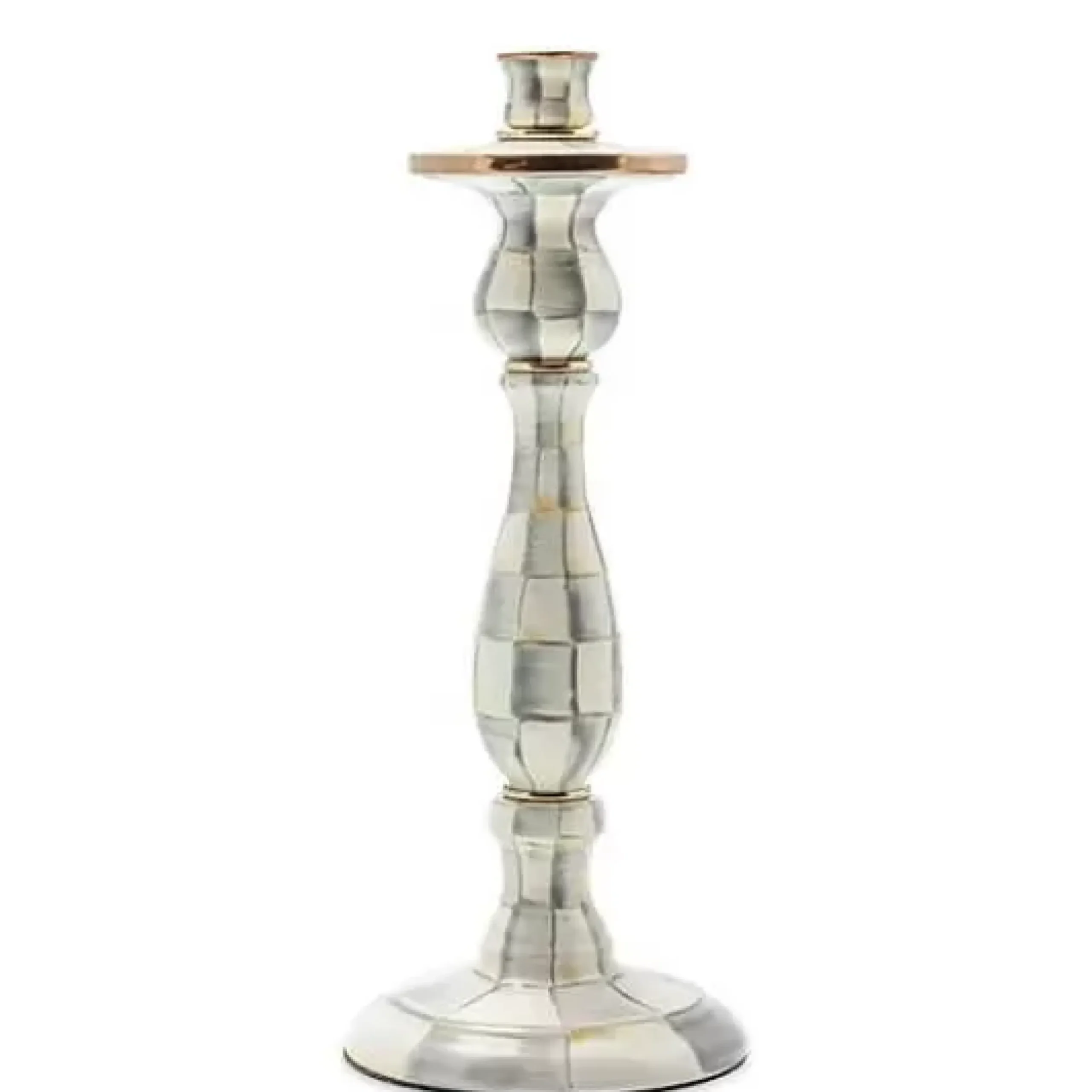 MacKenzie-Childs Sterling Check Large Enamel Candlestick< Candles & Fragrances