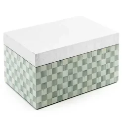 MacKenzie-Childs Sterling Check Large Lacquer Decorative Box with Silver Lid< Bath & Bath Accessories