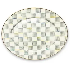 MacKenzie-Childs Sterling Check Large Oval Platter< Bar Entertaining|Serveware