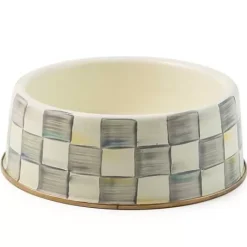 MacKenzie-Childs Sterling Check Large Pet Dish< Accessories