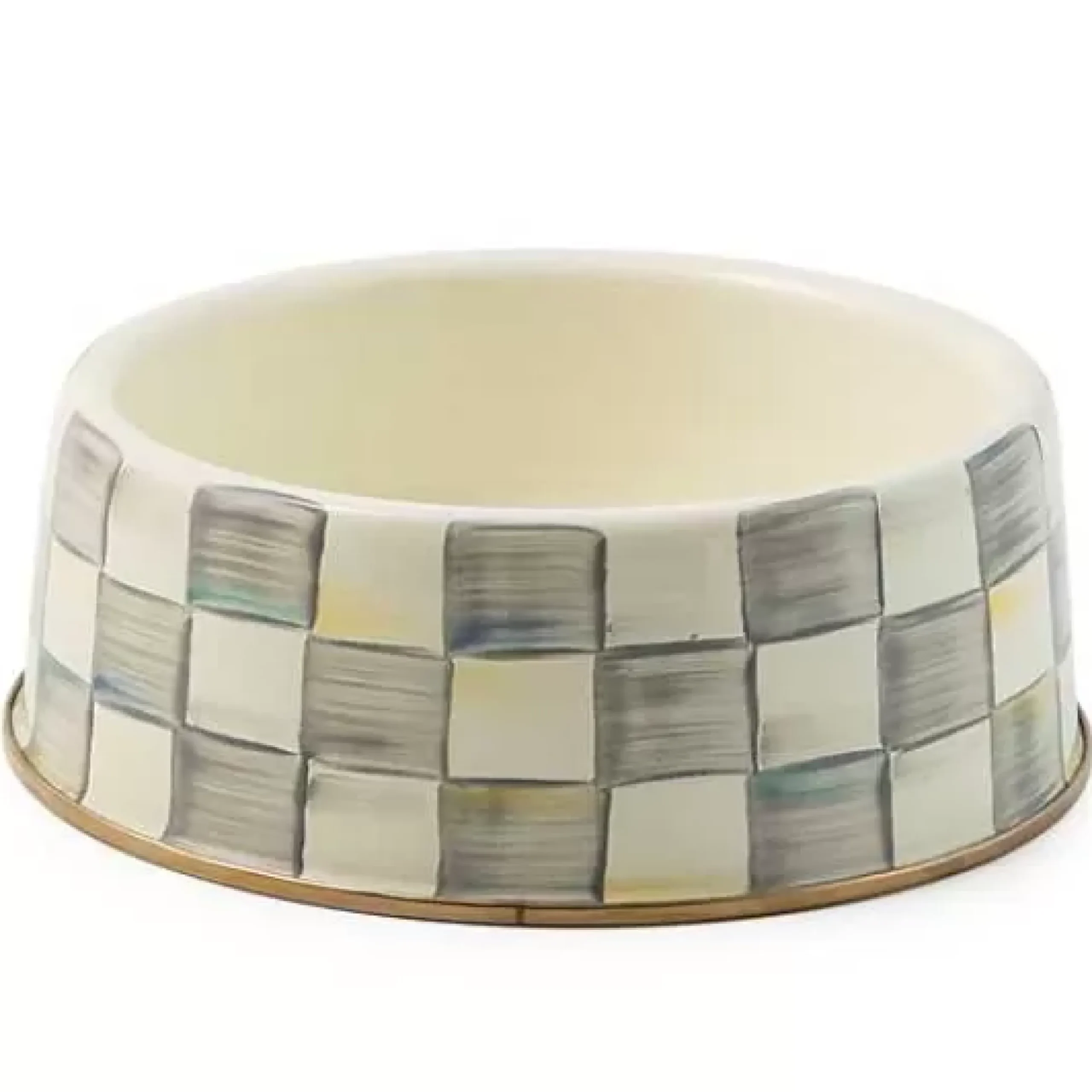 MacKenzie-Childs Sterling Check Large Pet Dish< Accessories