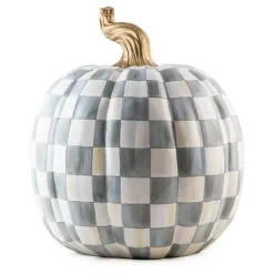 MacKenzie-Childs Sterling Check Large Pumpkin< Pumpkins|The Halloween Shop