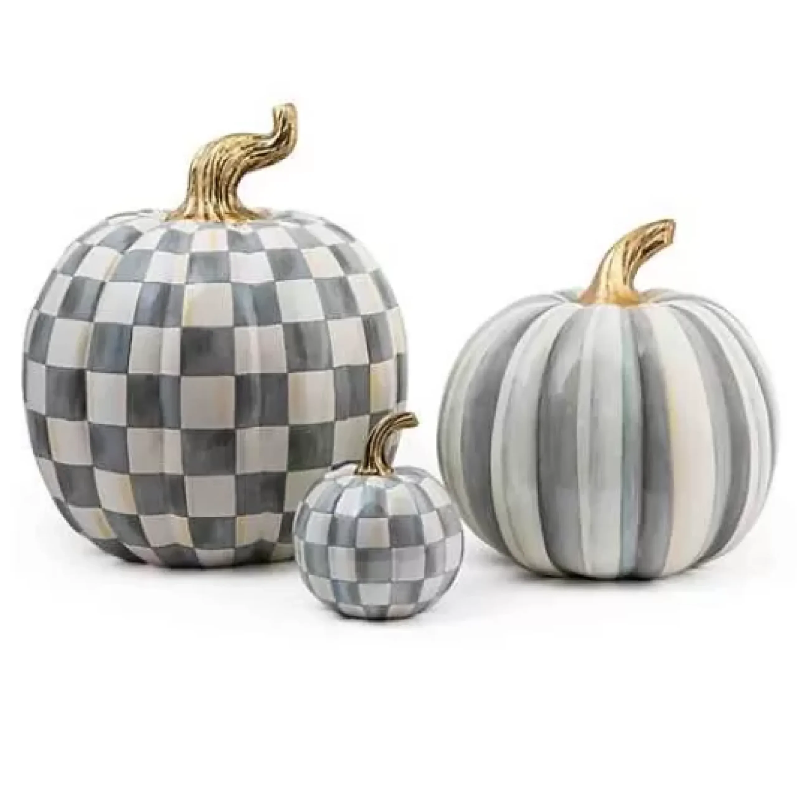 MacKenzie-Childs Sterling Check Large Pumpkin< Pumpkins|The Halloween Shop