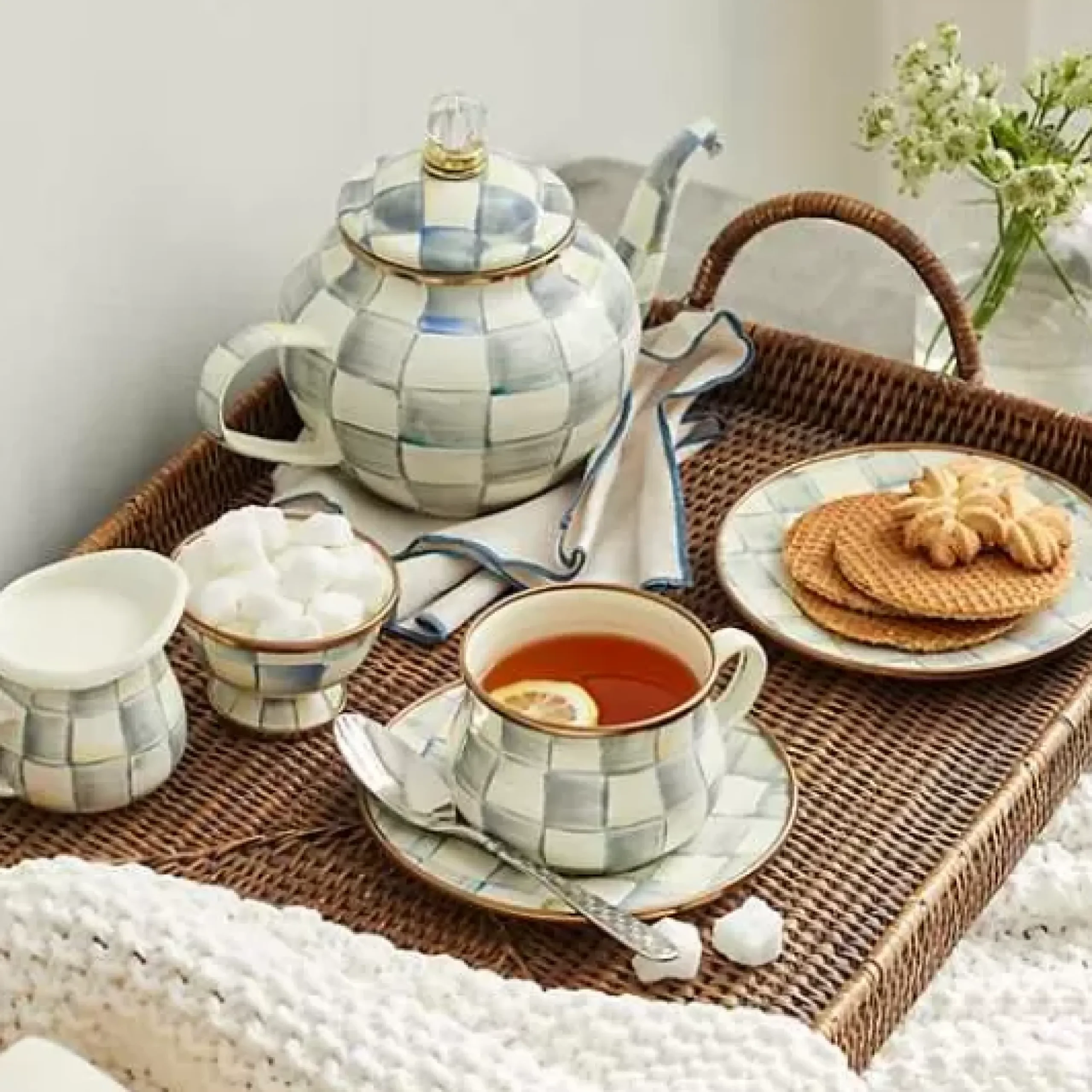 MacKenzie-Childs Sterling Check Little Sugar Bowl< The Coffee Shop|Serveware