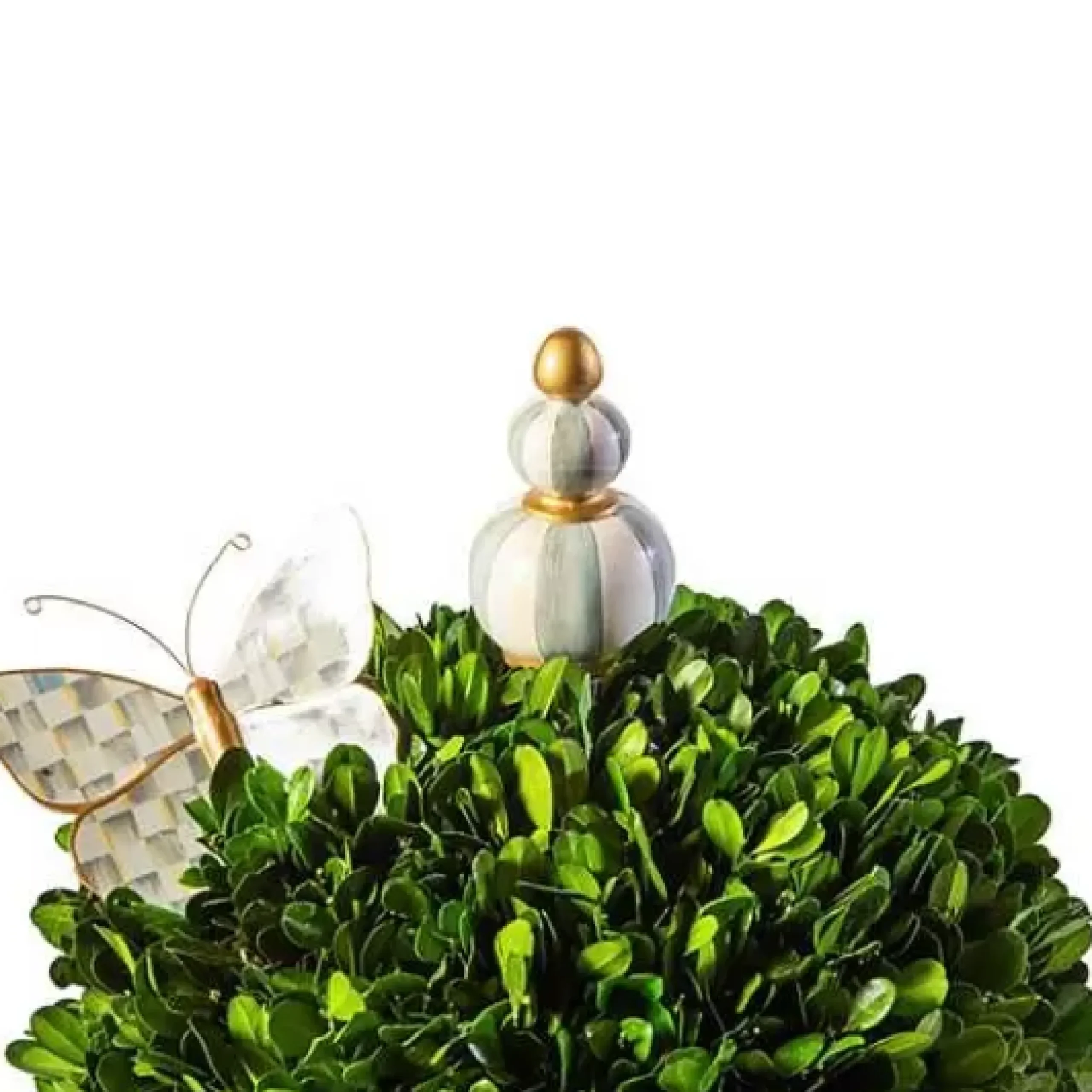 MacKenzie-Childs Sterling Check Medium Boxwood Centerpiece< Spring|Greenery & Florals