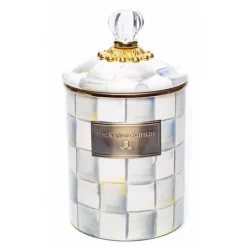 MacKenzie-Childs Sterling Check Medium Canister< Room Accents|Kitchen Storage & Organization
