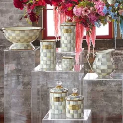 MacKenzie-Childs Sterling Check Medium Canister< Room Accents|Kitchen Storage & Organization
