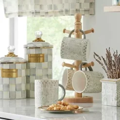 MacKenzie-Childs Sterling Check Medium Canister< Room Accents|Kitchen Storage & Organization