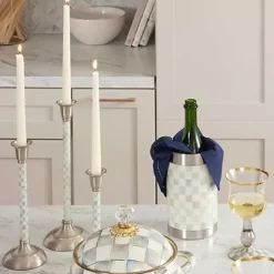 MacKenzie-Childs Sterling Check Medium Candlestick< Candles & Fragrances|Table Accessories