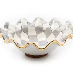 MacKenzie-Childs Sterling Check Medium Ceramic Fluted Serving Bowl< Fall Entertaining|Serveware