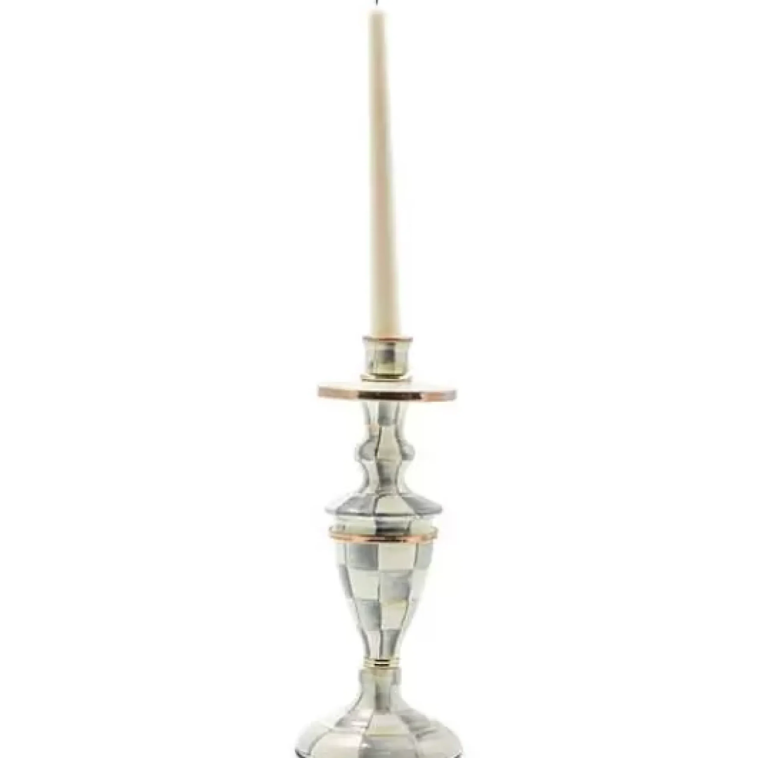 MacKenzie-Childs Sterling Check Medium Enamel Candlestick< Candles & Fragrances