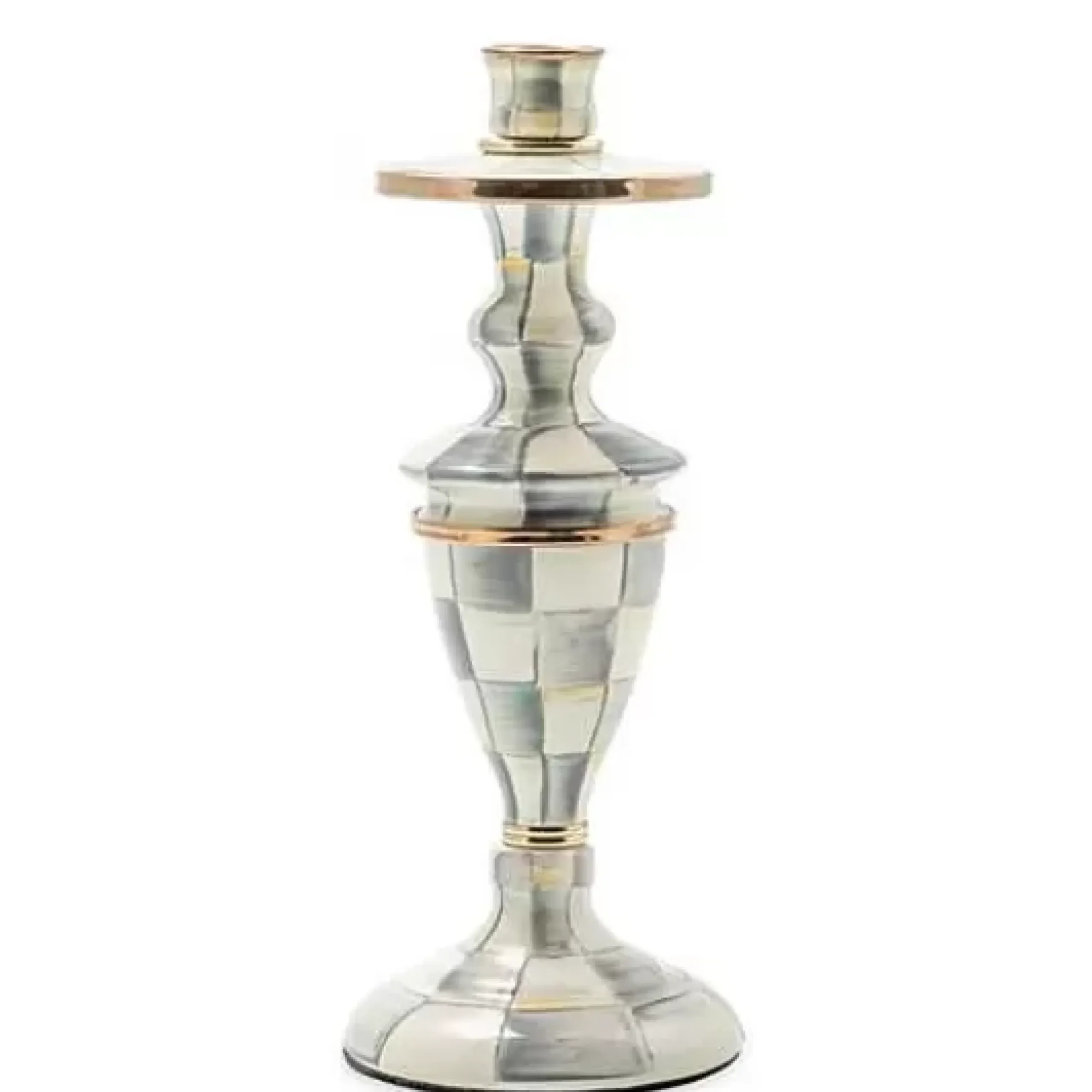 MacKenzie-Childs Sterling Check Medium Enamel Candlestick< Candles & Fragrances