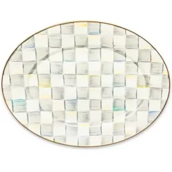 MacKenzie-Childs Sterling Check Medium Oval Platter< Bar Entertaining|Serveware