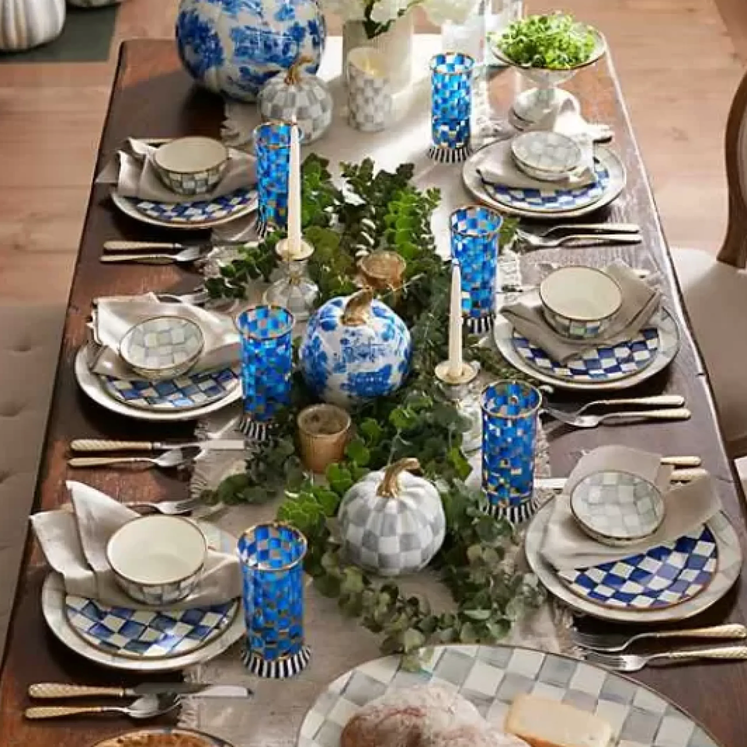 MacKenzie-Childs Sterling Check Medium Oval Platter< Bar Entertaining|Serveware