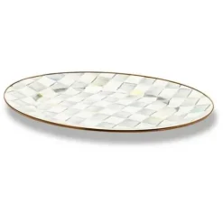 MacKenzie-Childs Sterling Check Medium Oval Platter< Bar Entertaining|Serveware