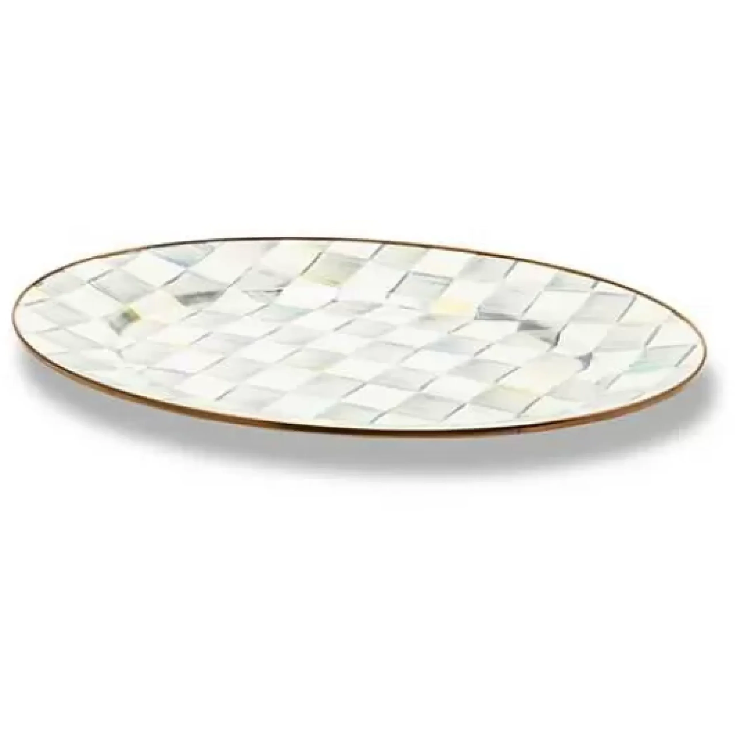 MacKenzie-Childs Sterling Check Medium Oval Platter< Bar Entertaining|Serveware