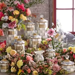 MacKenzie-Childs Sterling Check Mini Canister< Room Accents|Kitchen Storage & Organization