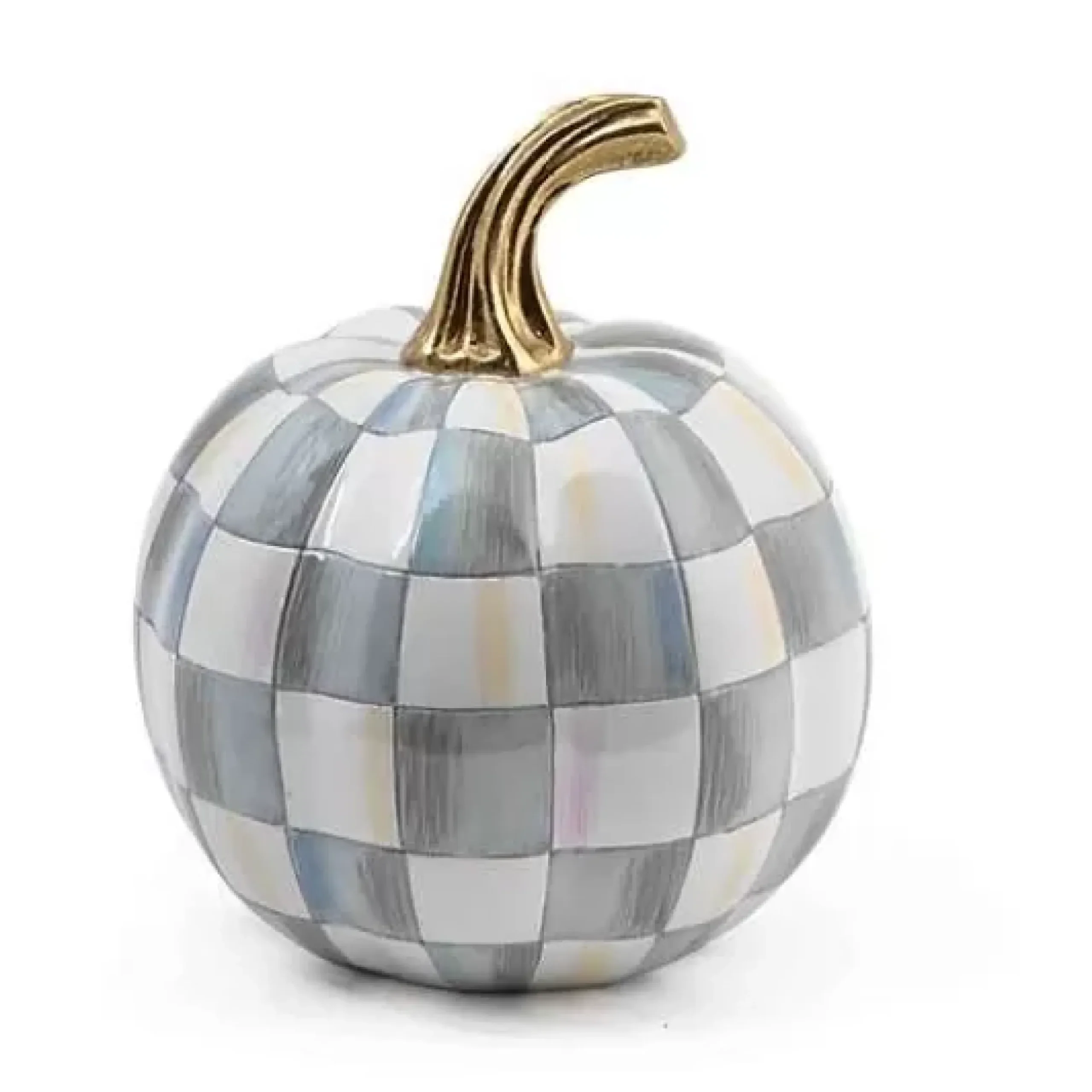 MacKenzie-Childs Sterling Check Mini Pumpkin< Pumpkins|The Halloween Shop