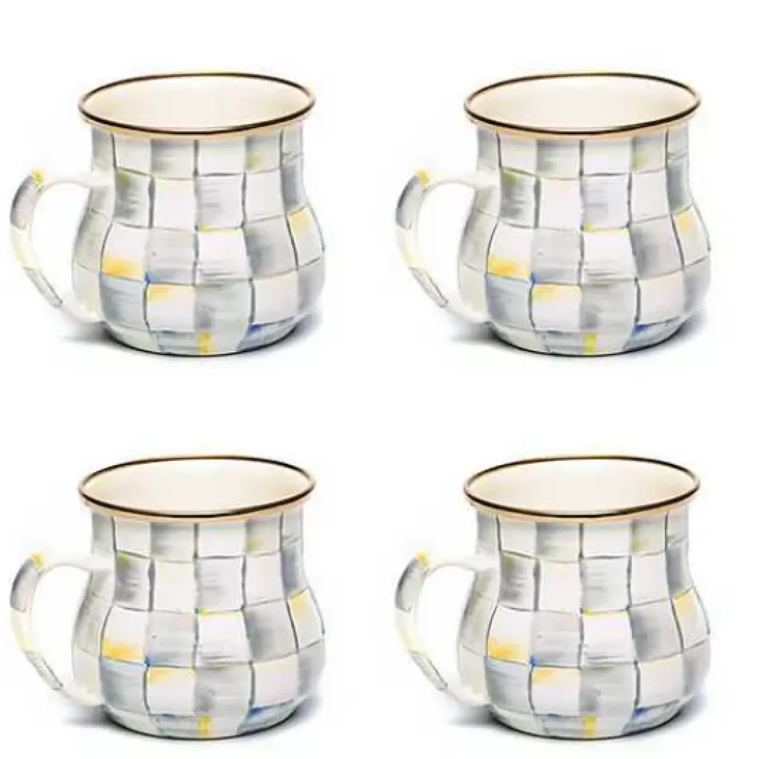 MacKenzie-Childs Sterling Check Mugs, Set of 4< Kitchen & Dining Sets|The Coffee Shop