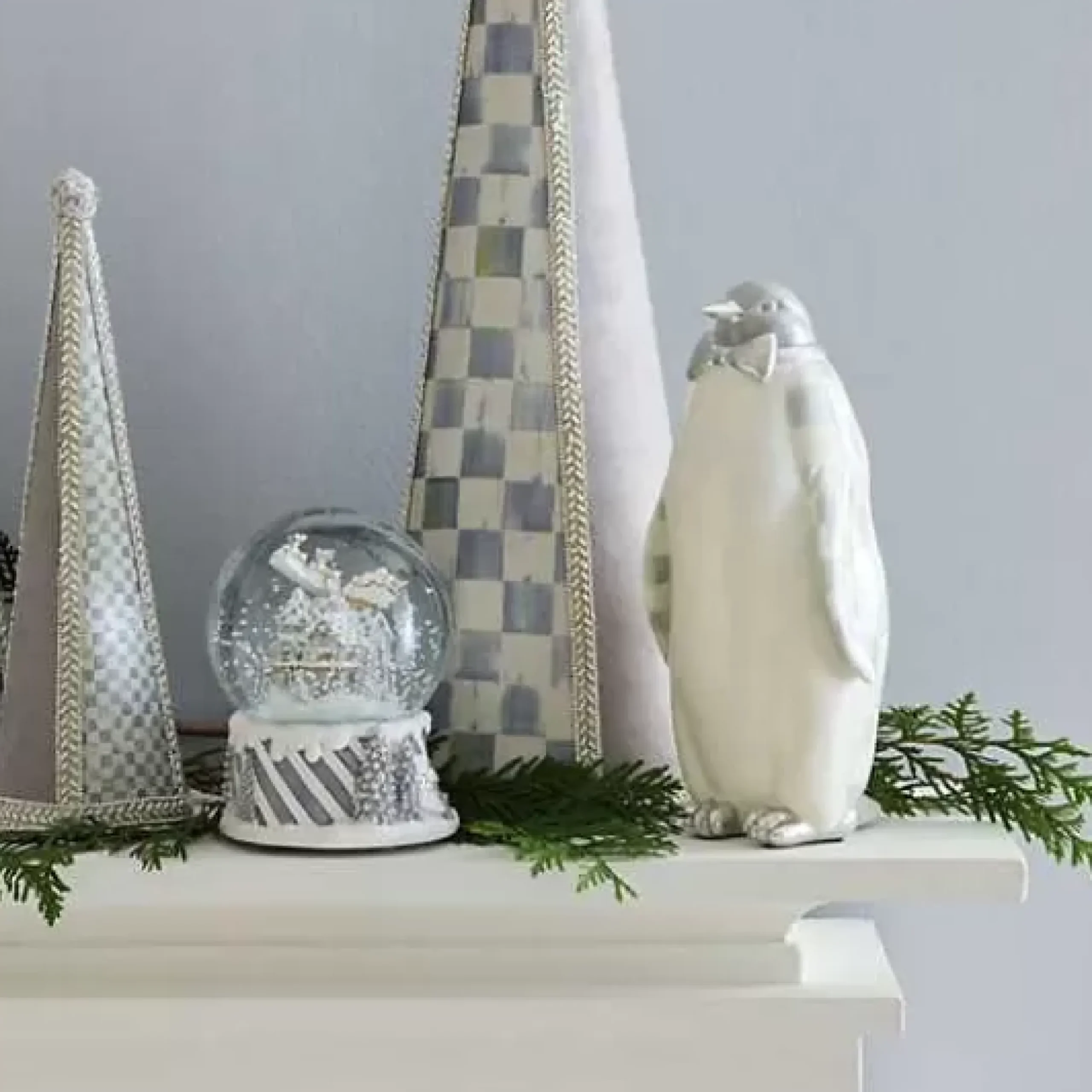 MacKenzie-Childs Sterling Check Penguin Figurine< Room Accents