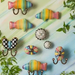 MacKenzie-Childs Sterling Check Petit Four Round Knob< Finishing Touches|Room Accents