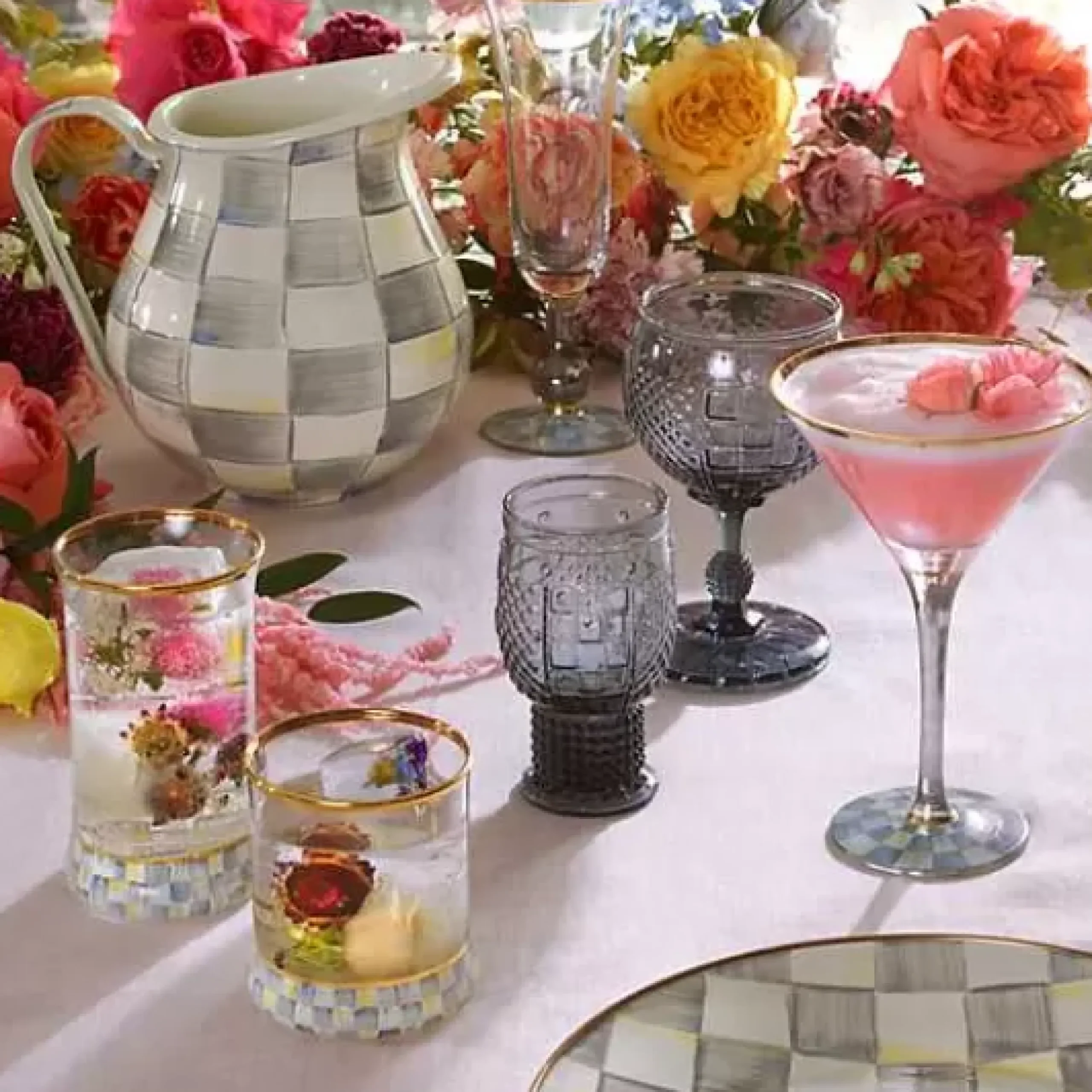 MacKenzie-Childs Sterling Check Pitcher< Fall Entertaining|Bar Entertaining