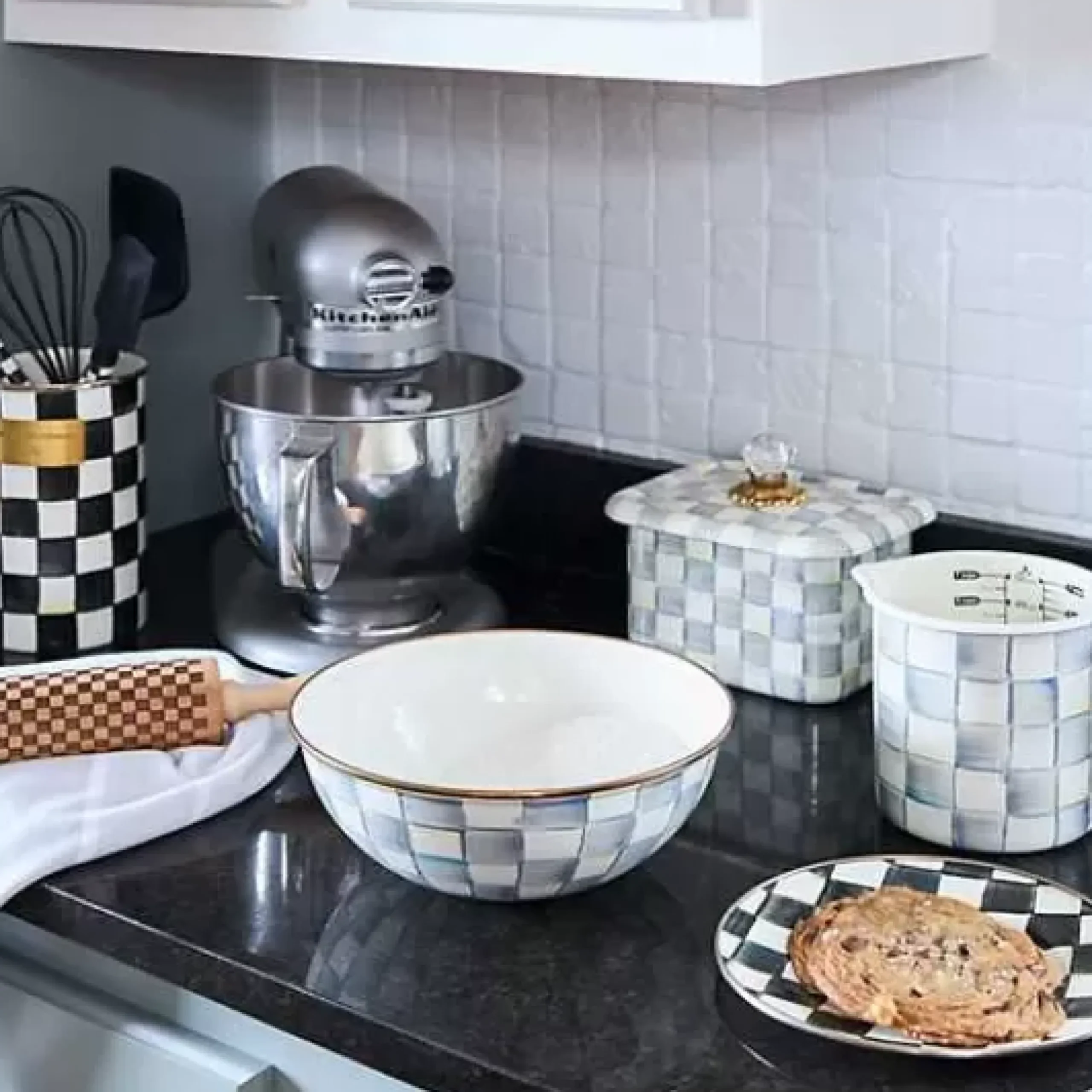 MacKenzie-Childs Sterling Check Recipe Box< Kitchen Storage & Organization