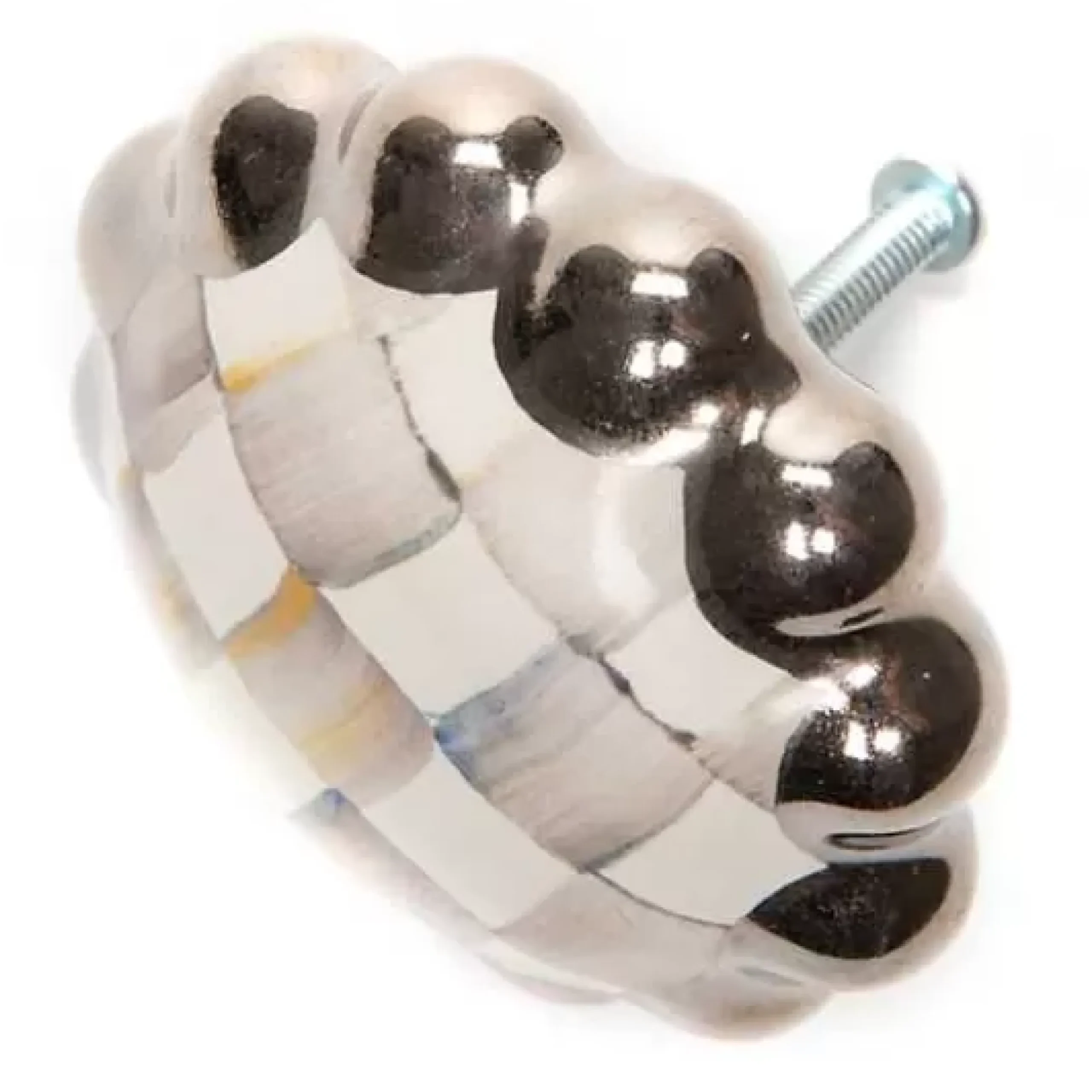 MacKenzie-Childs Sterling Check Round Knob< Finishing Touches|Room Accents