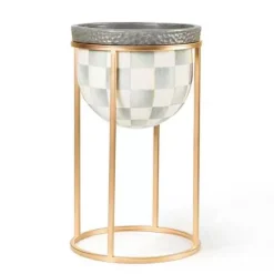 MacKenzie-Childs Sterling Check Short Plant Stand< Outdoor|Room Accents