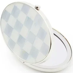 MacKenzie-Childs Sterling Check Silver Plated Compact Mirror< Accessories