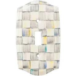 MacKenzie-Childs Sterling Check Single Toggle Switch Plate< Finishing Touches|Room Accents