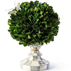 MacKenzie-Childs Sterling Check Small Boxwood Centerpiece< Spring|Greenery & Florals