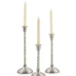 MacKenzie-Childs Sterling Check Small Candlestick< Candles & Fragrances|Table Accessories