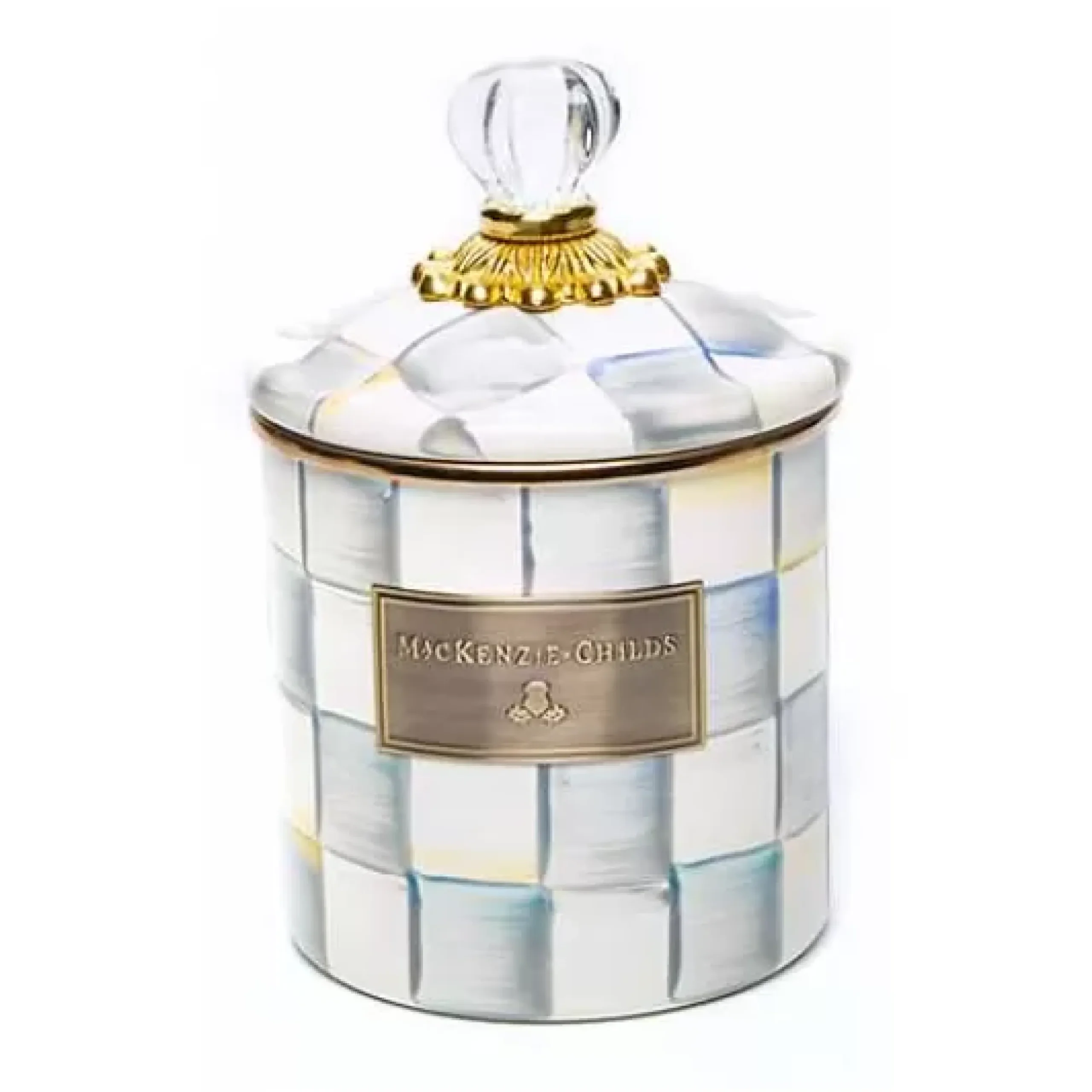 MacKenzie-Childs Sterling Check Small Canister< Room Accents|Kitchen Storage & Organization