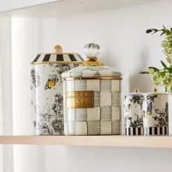 MacKenzie-Childs Sterling Check Small Canister< Room Accents|Kitchen Storage & Organization