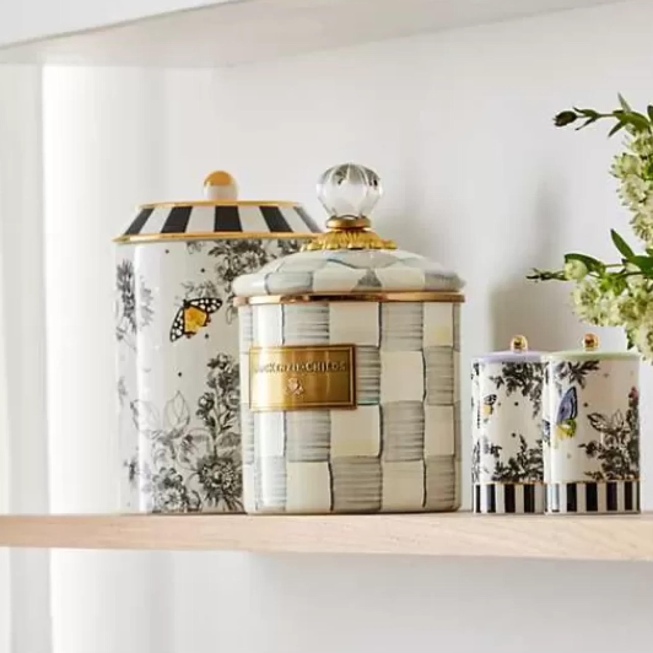 MacKenzie-Childs Sterling Check Small Canister< Room Accents|Kitchen Storage & Organization