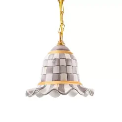 MacKenzie-Childs Sterling Check Small Ceramic Pendant Lamp< Lighting
