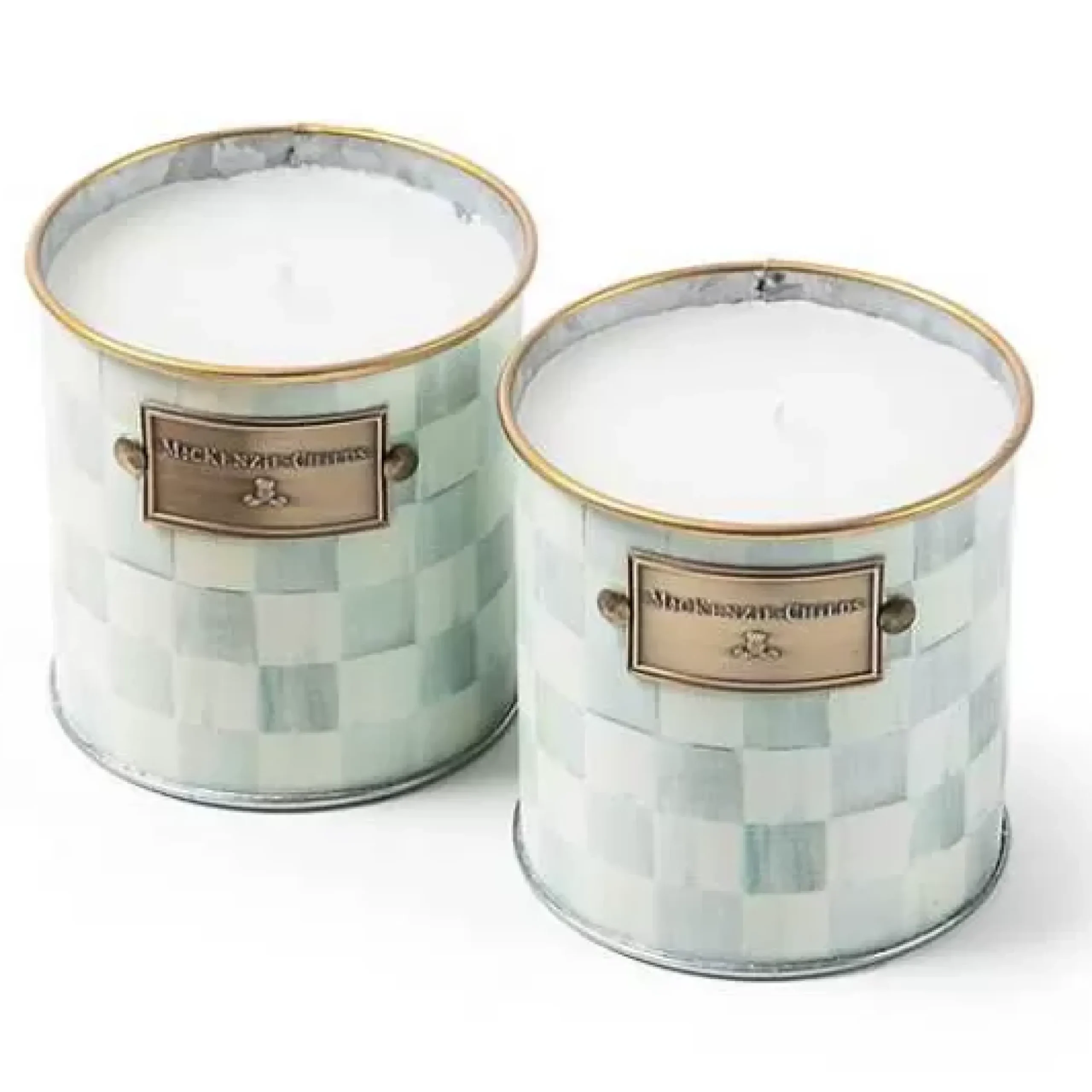 MacKenzie-Childs Sterling Check Small Citronella Candles, Set of 2< Spring|Candles & Fragrances