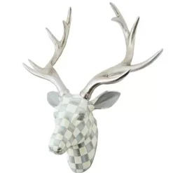 MacKenzie-Childs Sterling Check Small Deer Head Wall Decor< Room Accents