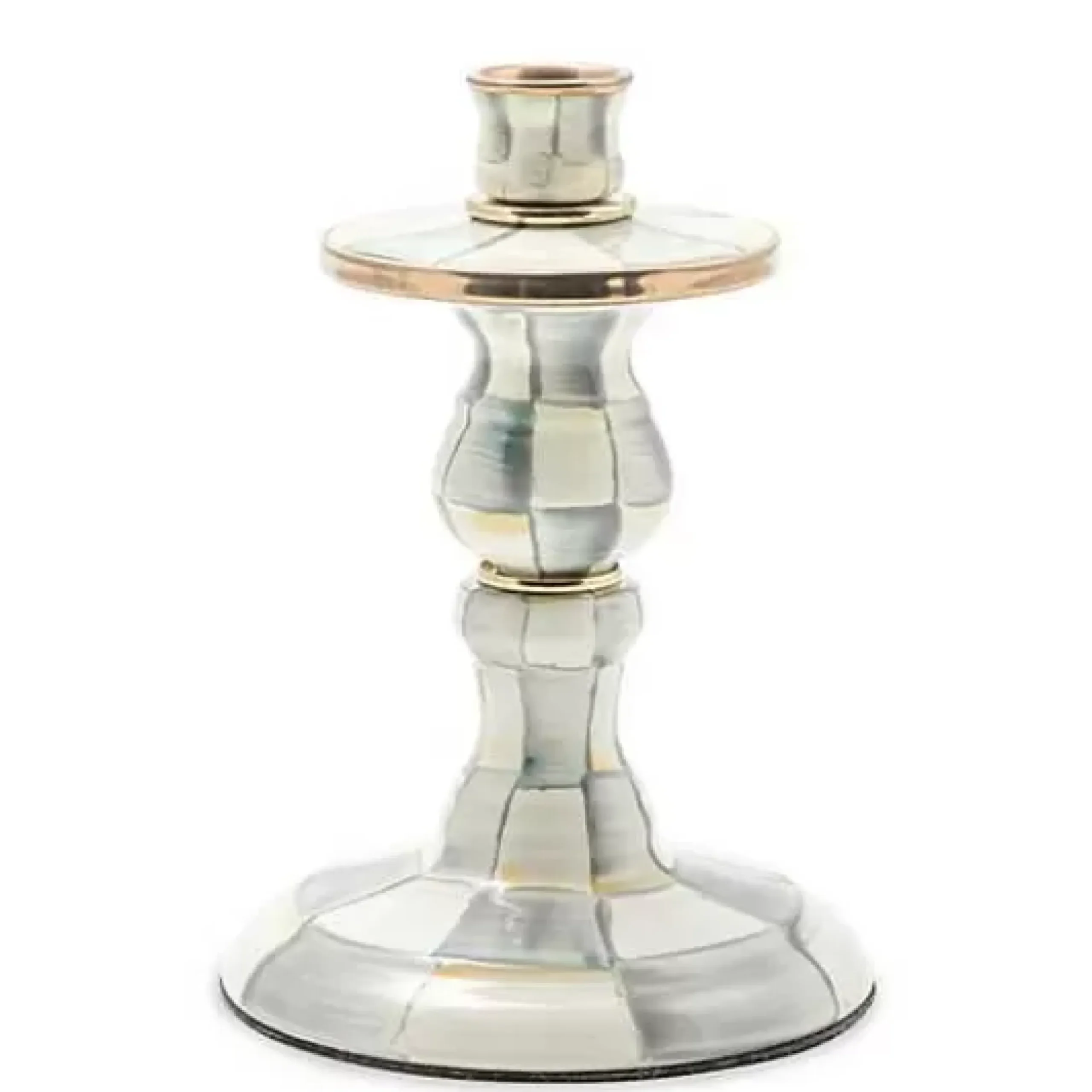 MacKenzie-Childs Sterling Check Small Enamel Candlestick< Candles & Fragrances
