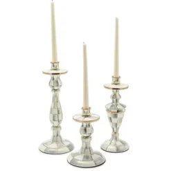 MacKenzie-Childs Sterling Check Small Enamel Candlestick< Candles & Fragrances