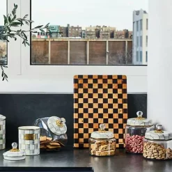 MacKenzie-Childs Sterling Check Small Kitchen Canister< Kitchen Storage & Organization