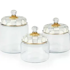 MacKenzie-Childs Sterling Check Small Kitchen Canister< Kitchen Storage & Organization