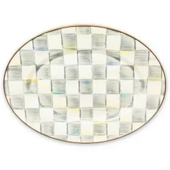 MacKenzie-Childs Sterling Check Small Oval Platter< Bar Entertaining|Serveware
