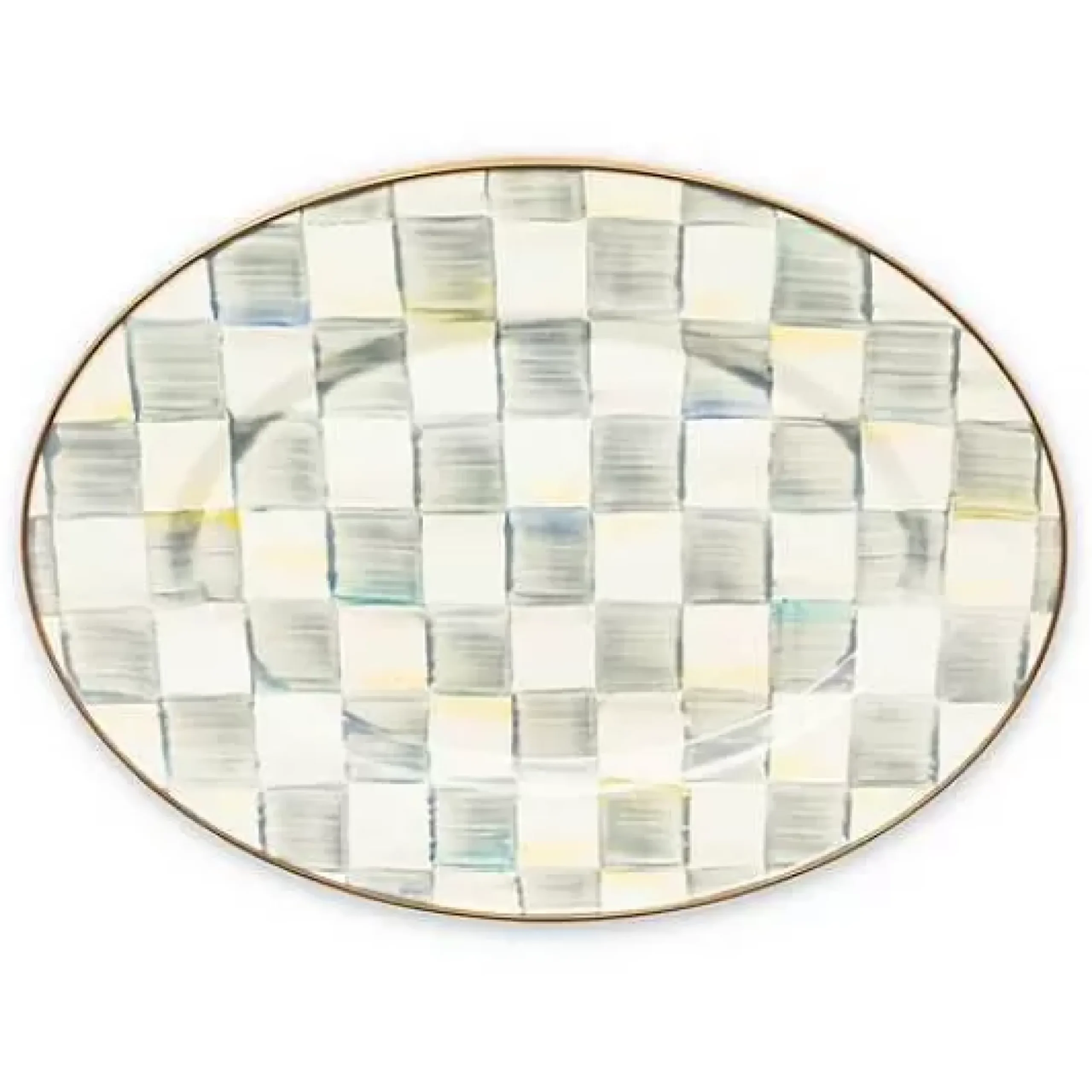 MacKenzie-Childs Sterling Check Small Oval Platter< Bar Entertaining|Serveware