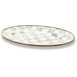 MacKenzie-Childs Sterling Check Small Oval Platter< Bar Entertaining|Serveware