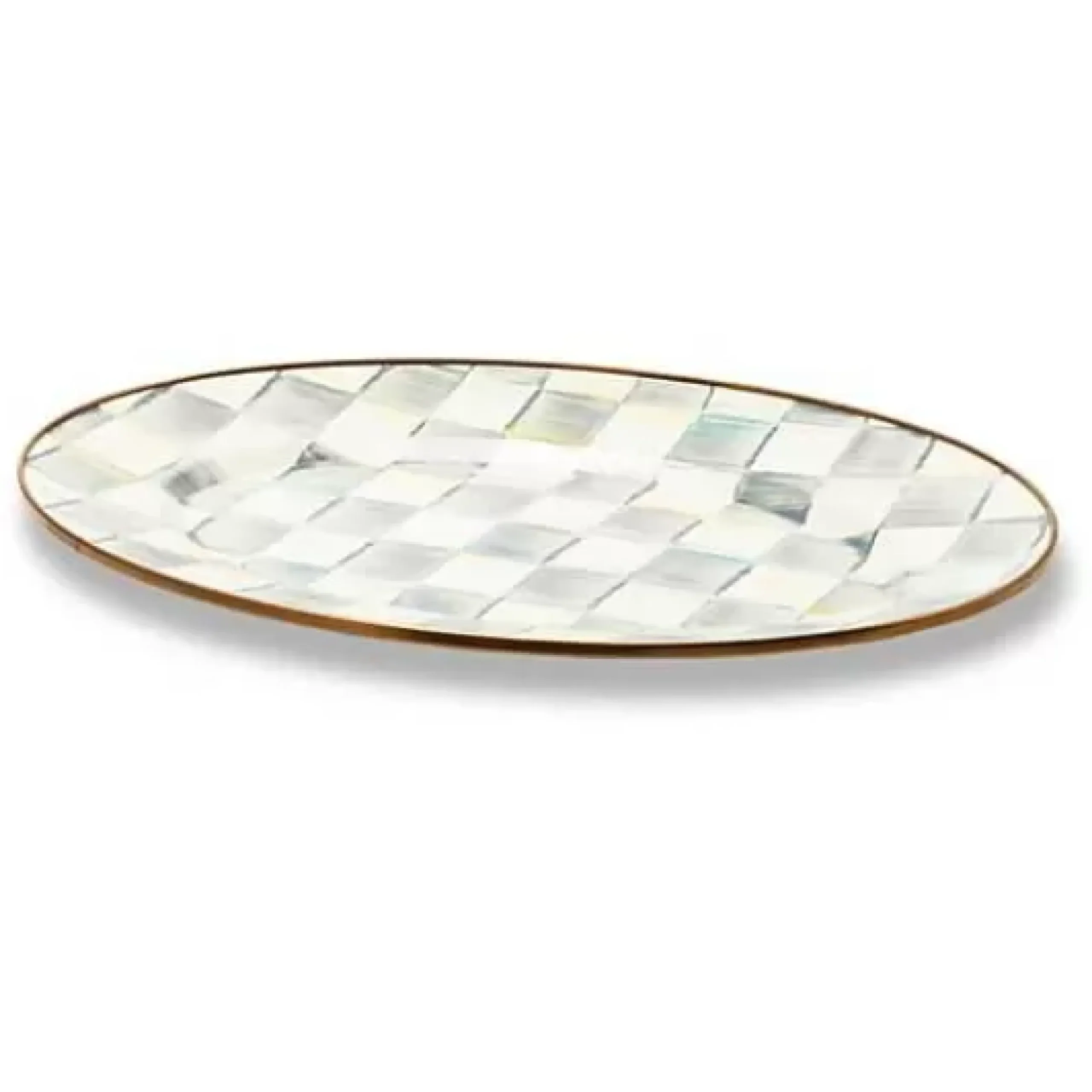 MacKenzie-Childs Sterling Check Small Oval Platter< Bar Entertaining|Serveware