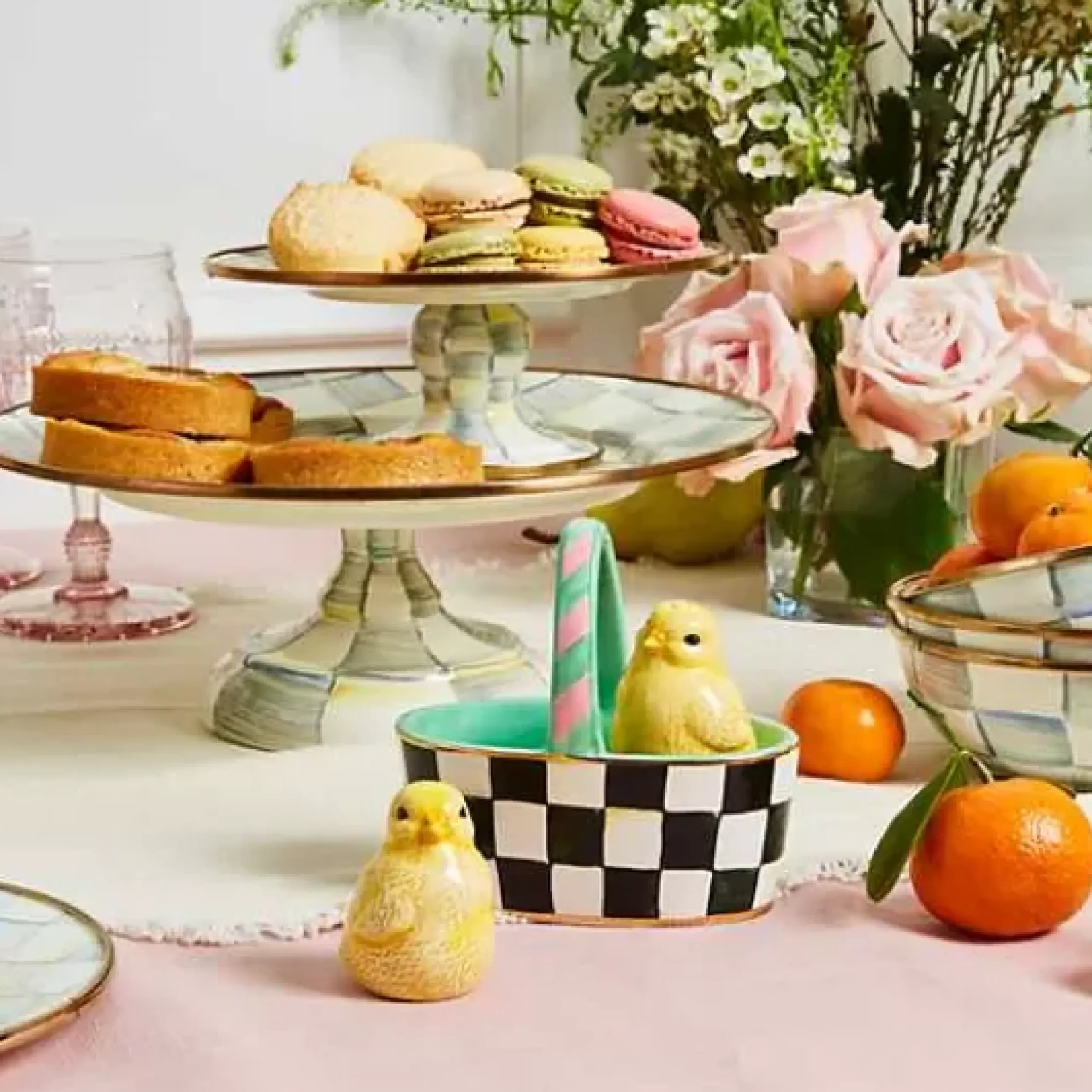 MacKenzie-Childs Sterling Check Small Pedestal Platter< Serveware