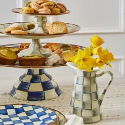 MacKenzie-Childs Sterling Check Small Pedestal Platter< Serveware